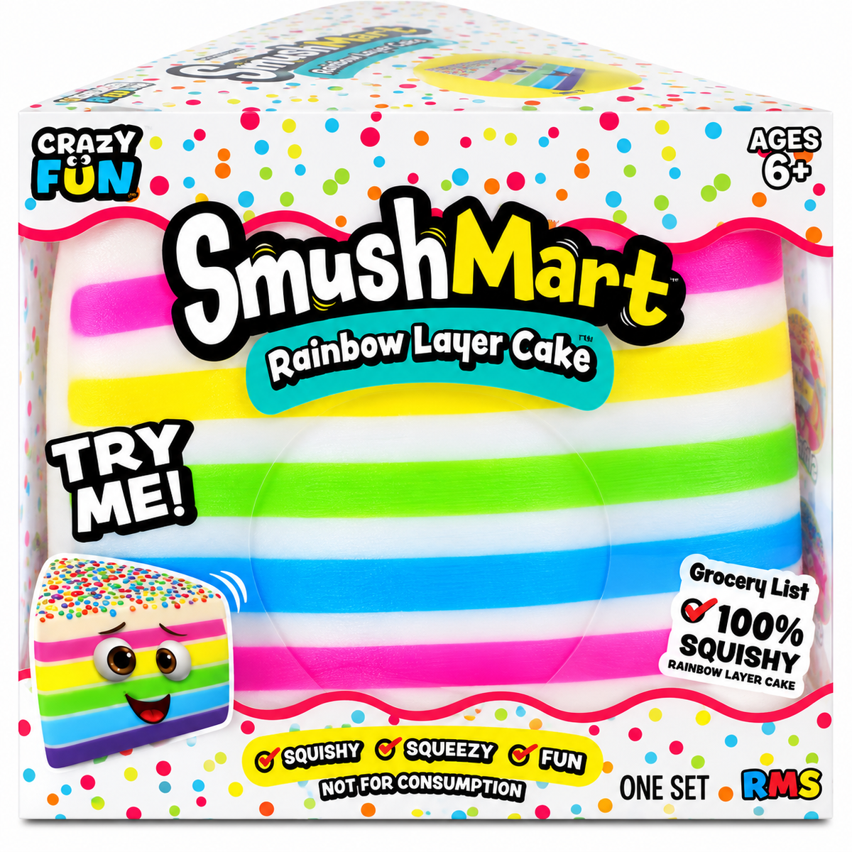 SmushMart Rainbow Layer Cake Scented Squishy – Jumbo Sensory Toy