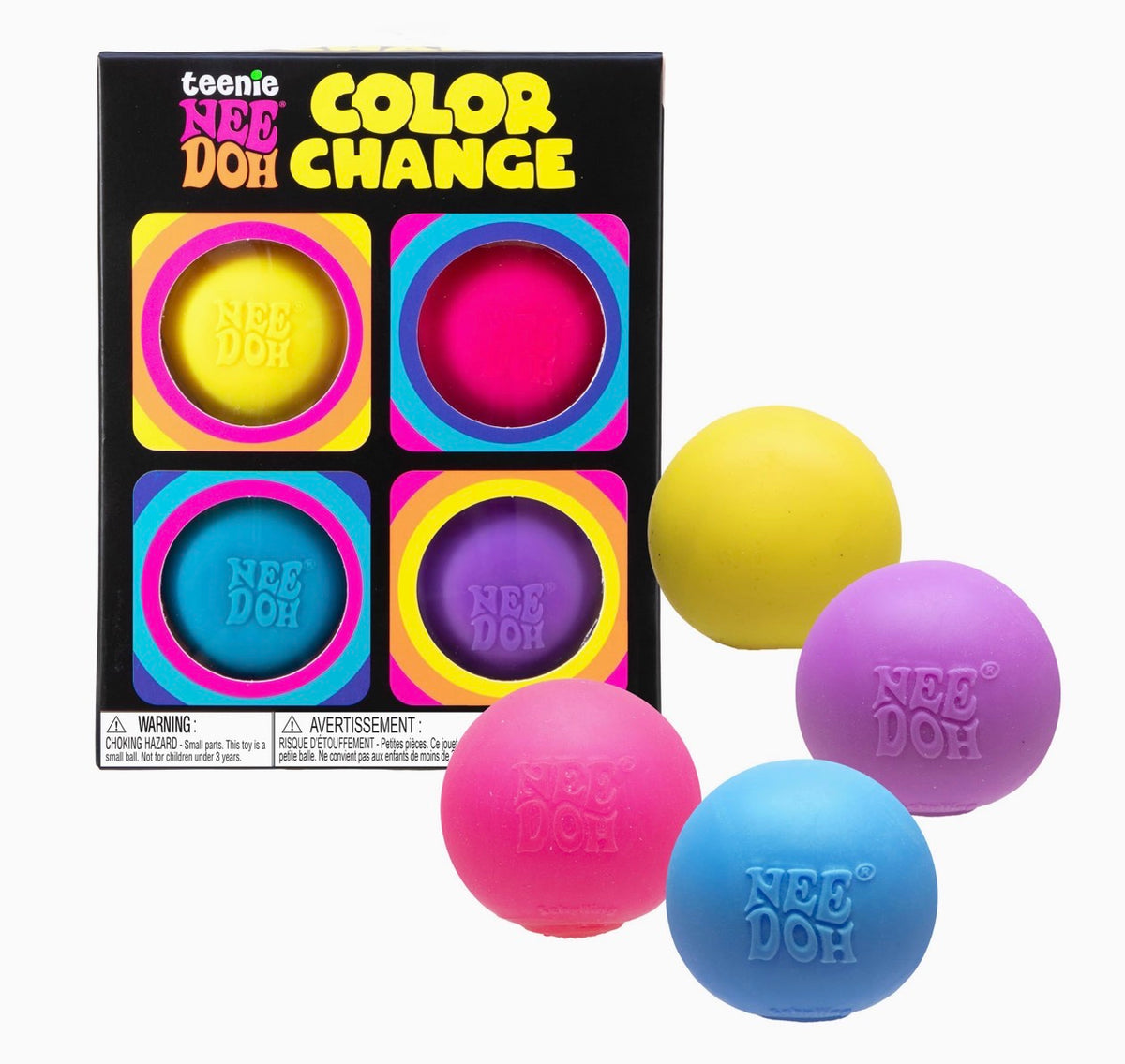 Schylling Teenie NeeDoh Color Change 4-Pack – Mini Sensory Fidget Toys
