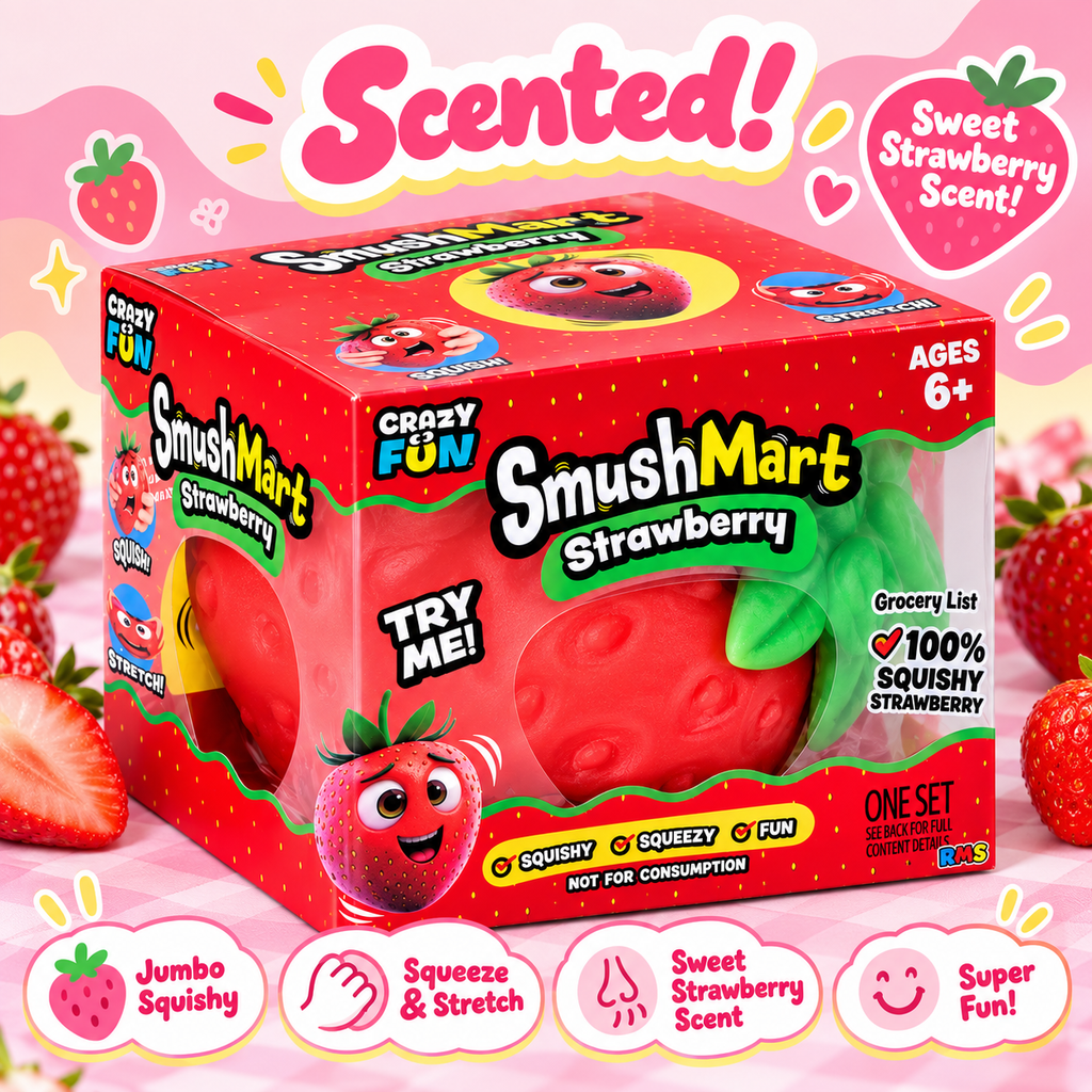 SmushMart Strawberry Scented Squishy – Jumbo Strawberry Sensory Stress Toy